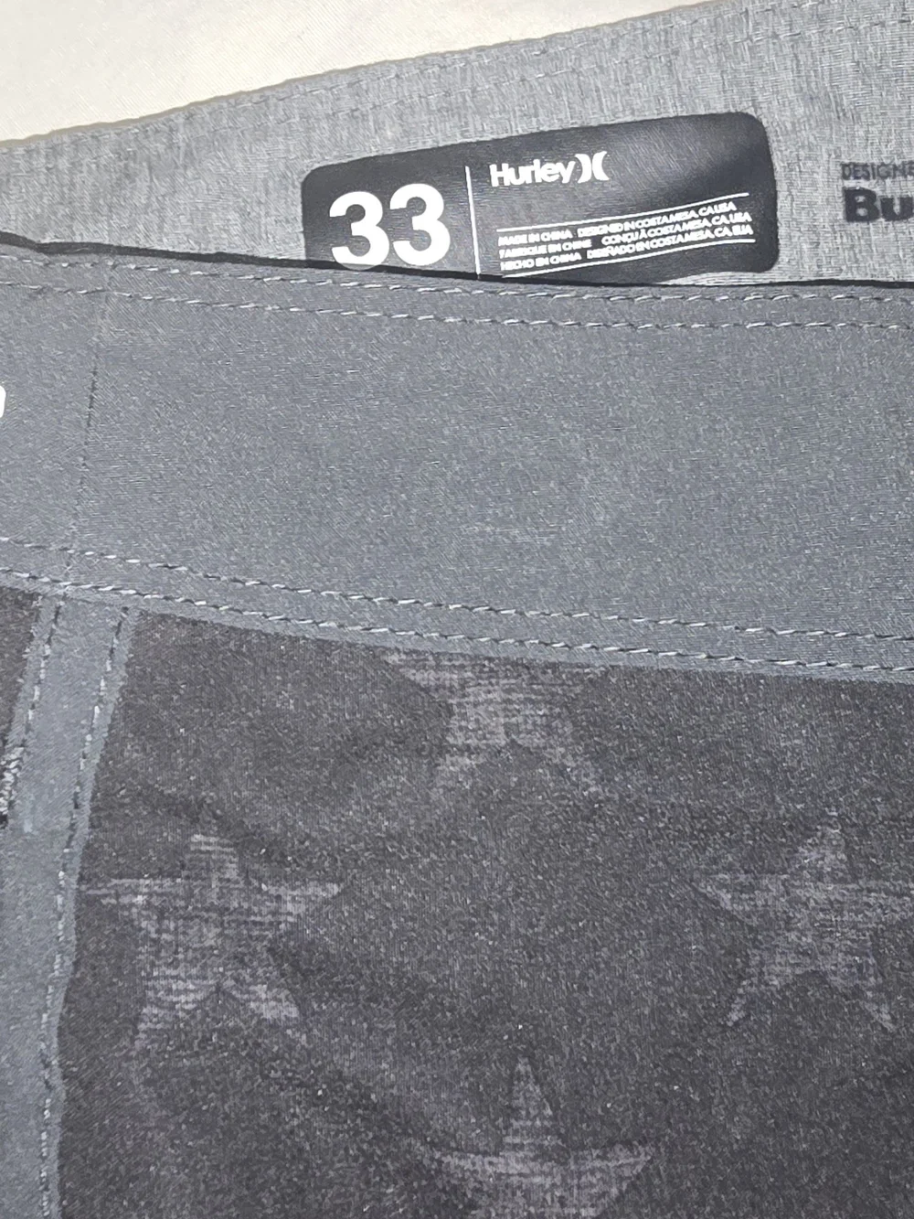 Hurley Phantomb33 Men’s Black Star Flag Swim Board Shorts